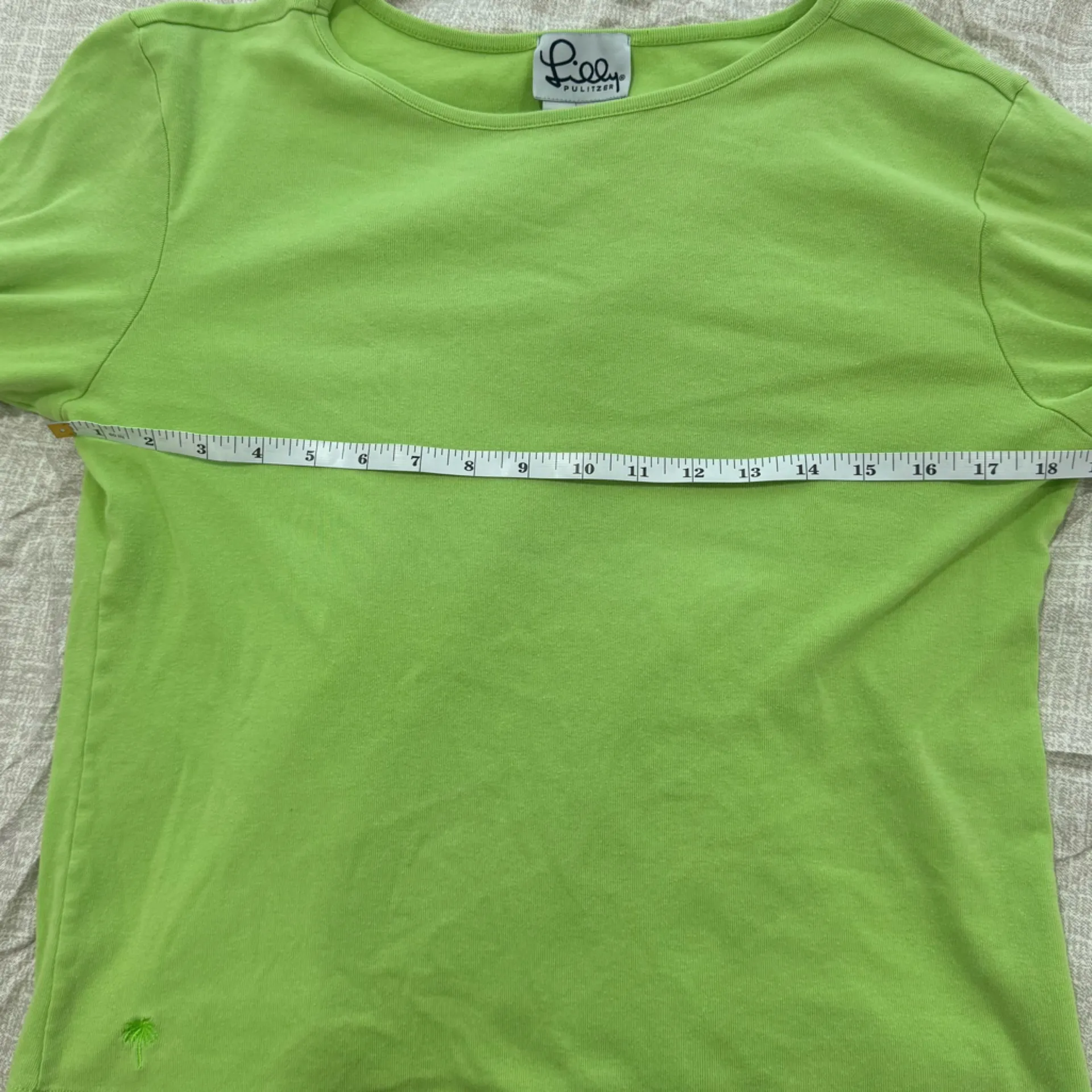 Lilly Pulitzer‎ Lime Green Boat Neck 3/4 Sleeve Shirt - Large - 100% Cotton - Image 5