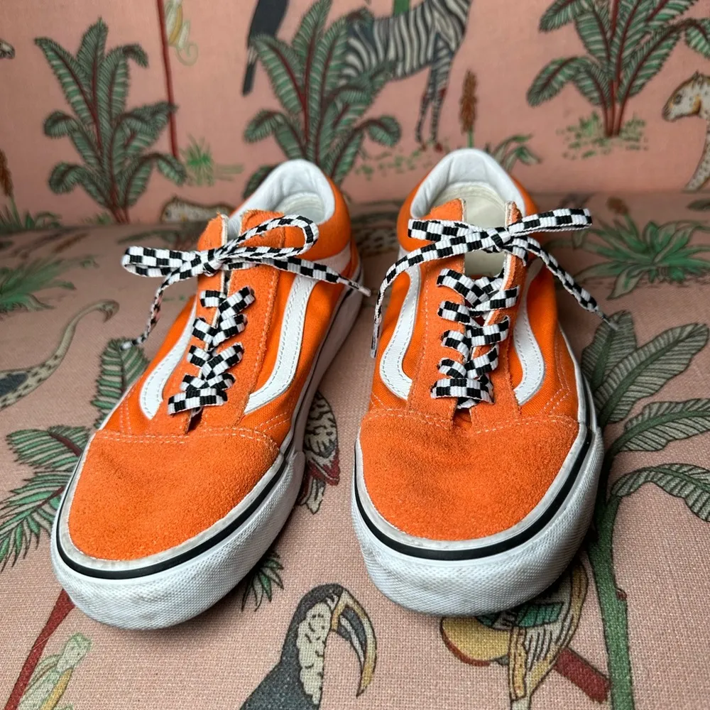 Vans Off The Wall Old Skool Vintage Style Shoes Marmalade Orange Sneakers Slides - Image 3