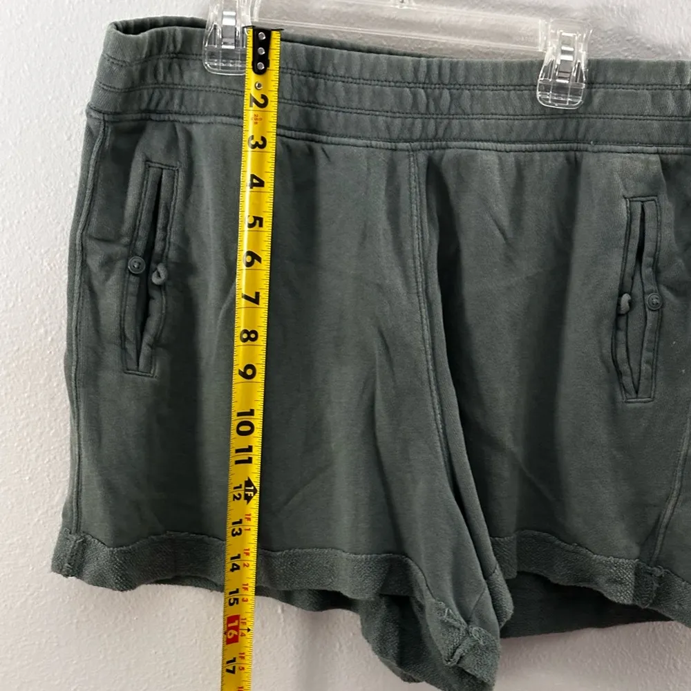 Aerie Women Green Twill Sweat Shorts Elastic Waist size‎ L - Image 5