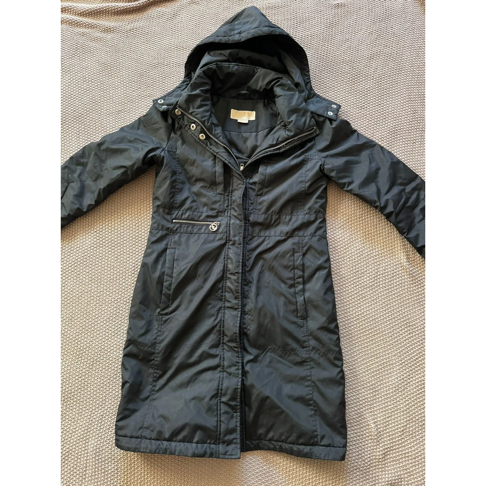 Michael Kors‎ Women's Wind Breaker Hooded Trench Coat Drawstring Sz Xsmall - Image 2