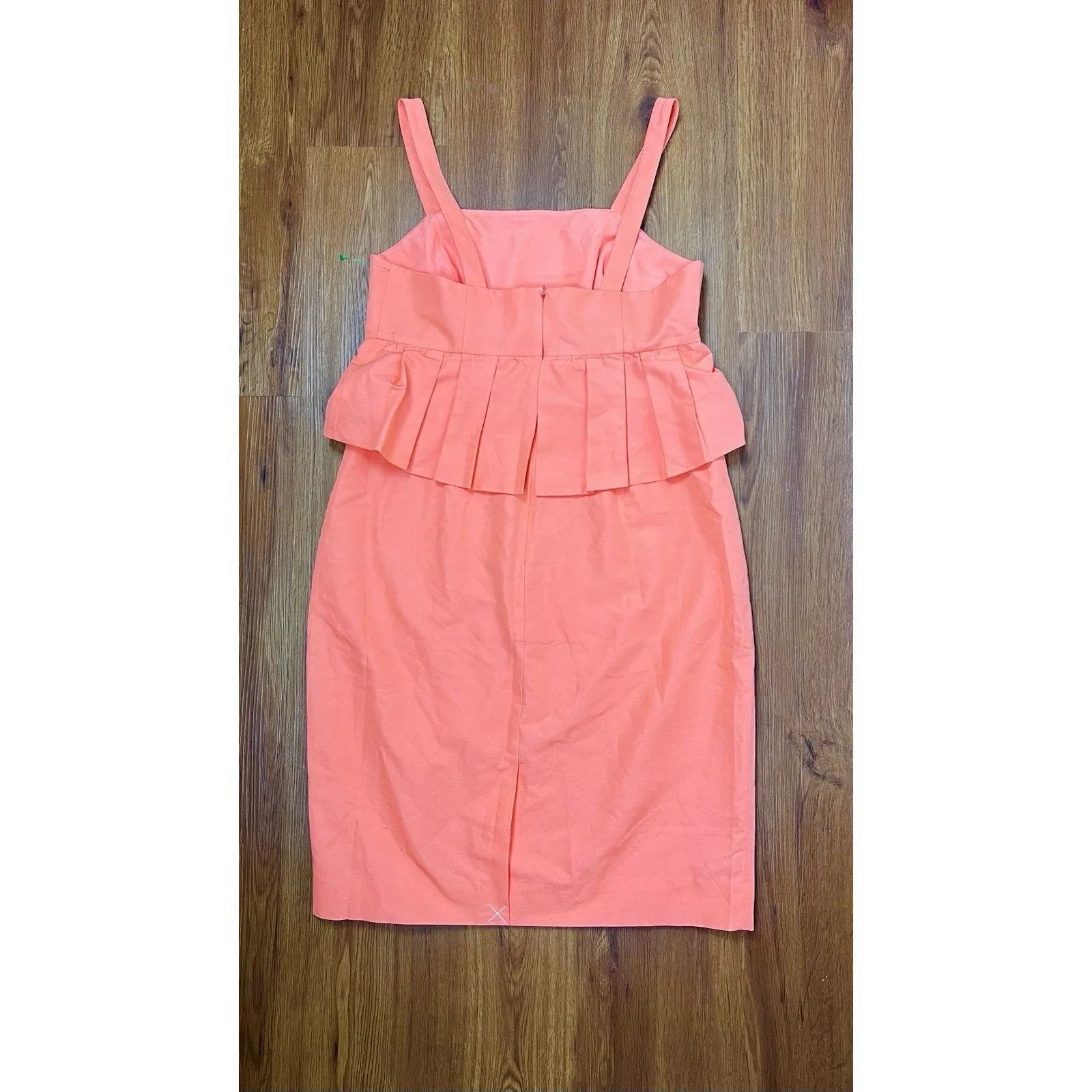 J. Crew 8 Peplum Sheath Dress Classic Faille Silk/ Cotton Blend Peach Color Orange - Image 6