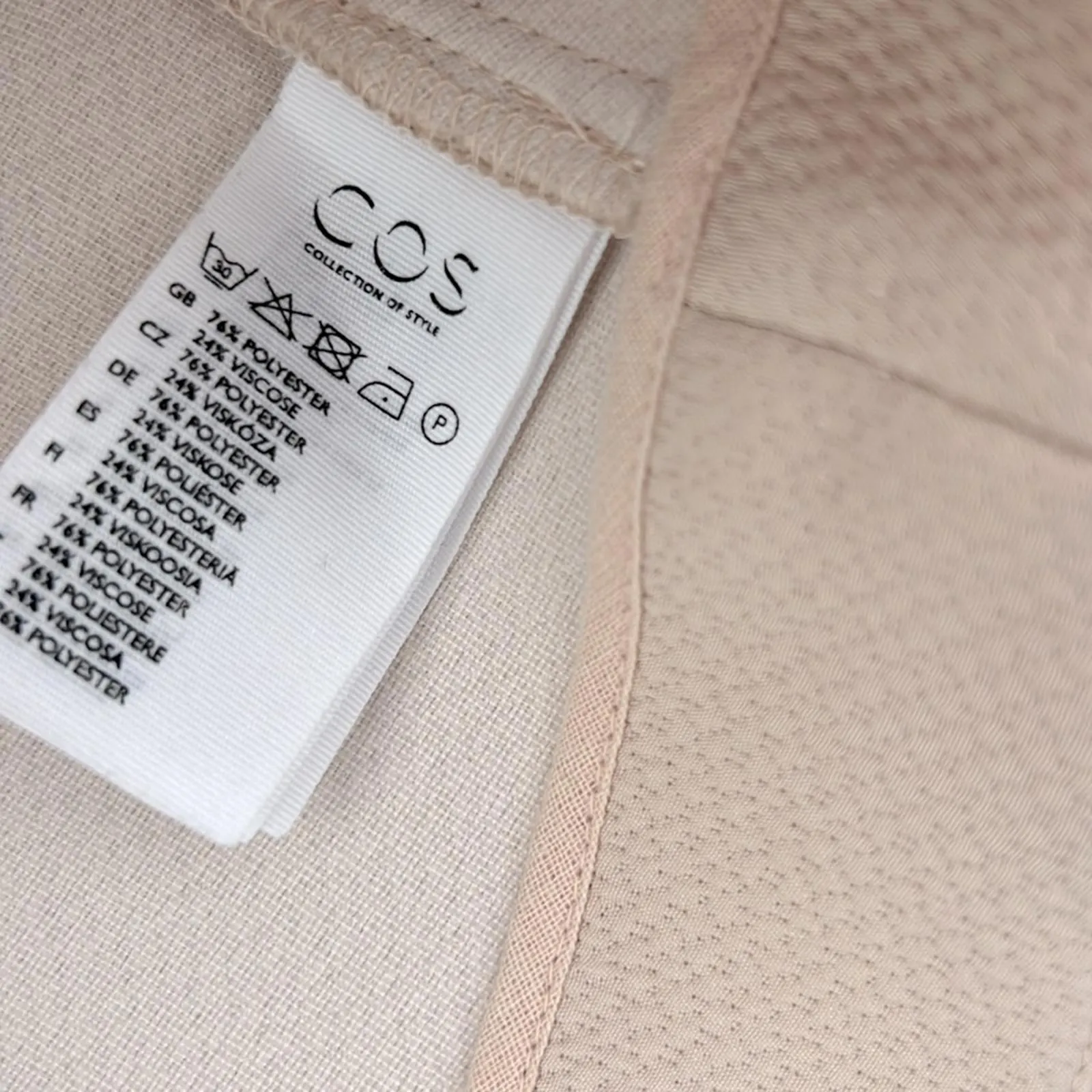 COS Zip Up Structured Short Sleeve Jacket Blouse Light Pink US 2 $150 - Image 7