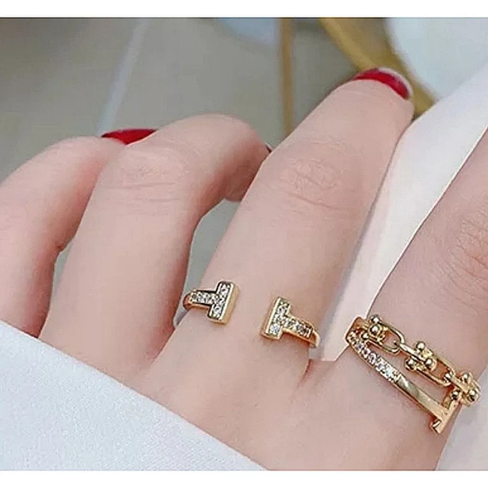 14k Yellow Gold Filled Adjustable Bar Simulated‎ Diamond Ring - Image 4