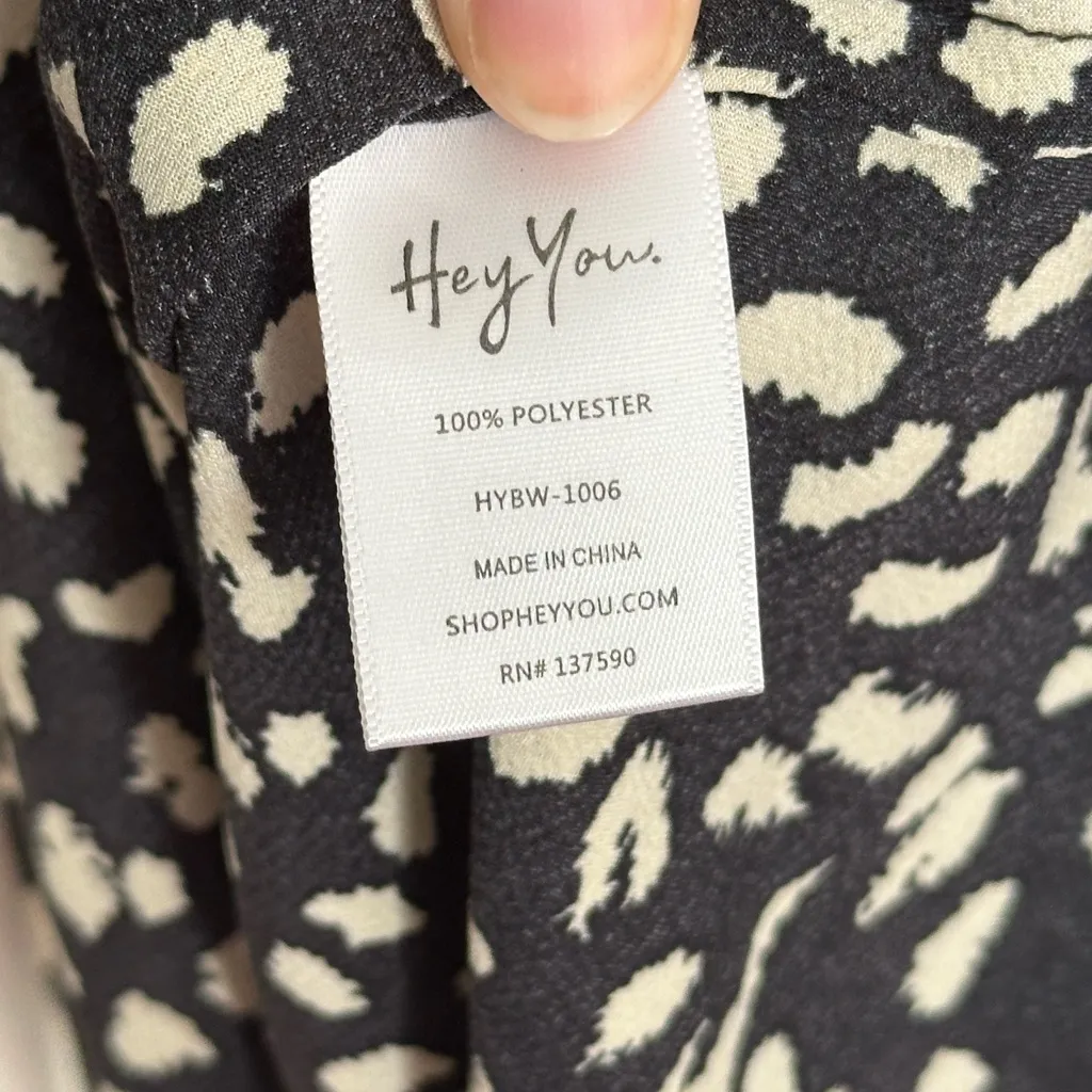 Hey You Black and White Dalmatian Print Silky Midi Skirt Size Medium HYBW - Image 4