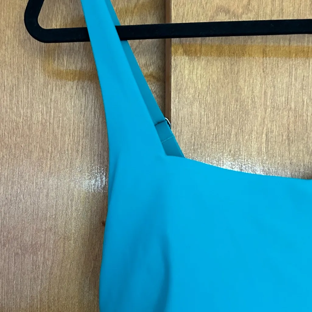 Athleta Square Neck Ruched One Piece Swimsuit Aruba Teal Size Large Petite - Image 2