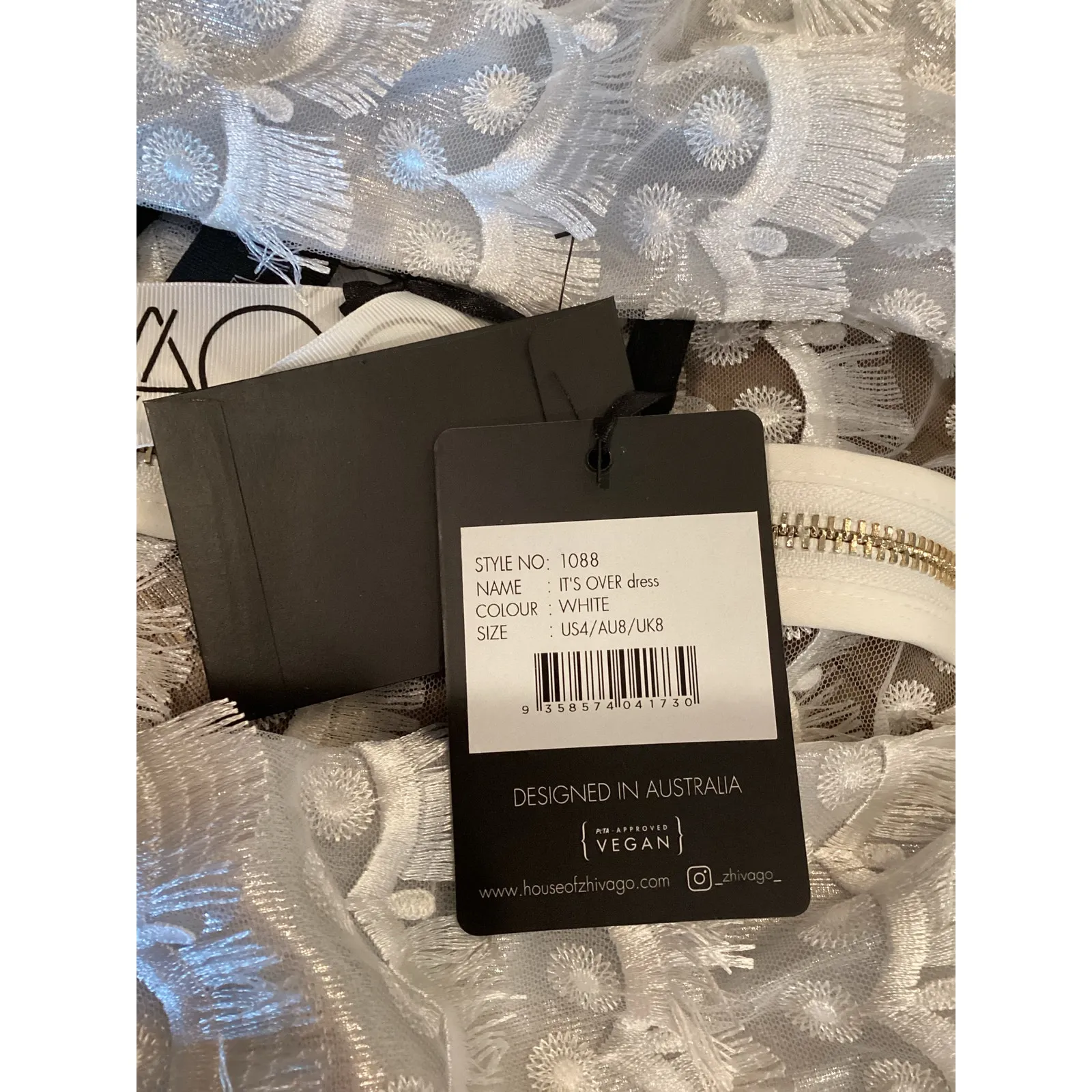 Zhivago It's Over Dress Midi tassle lace long sleeve formal cocktail dress US 4 White - Image 9