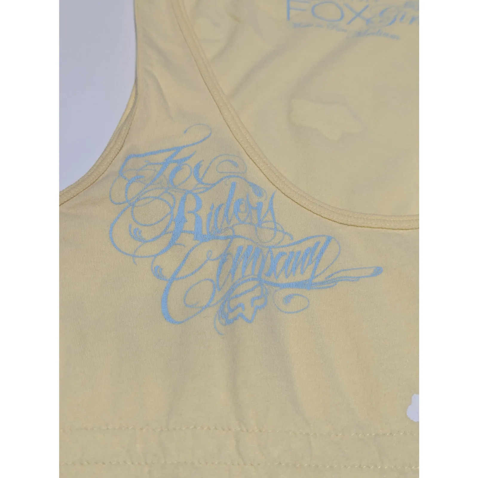 Vintage Y2K Fox Racing Pastel Graphic Tank Top Yellow Blue Heart Fox Riders Co Size L - Image 3