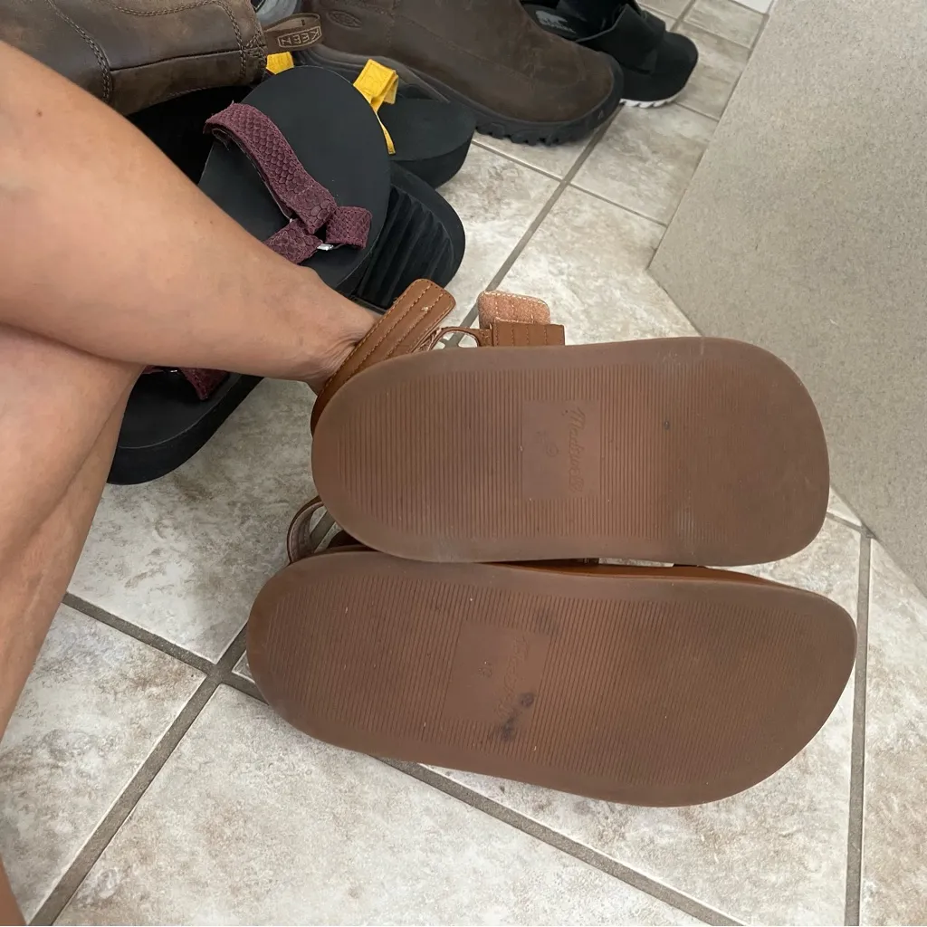 Madewell The Emmalee Sandal‎ Brown Leather Platform Quilted Strappy Size 9 - Image 11