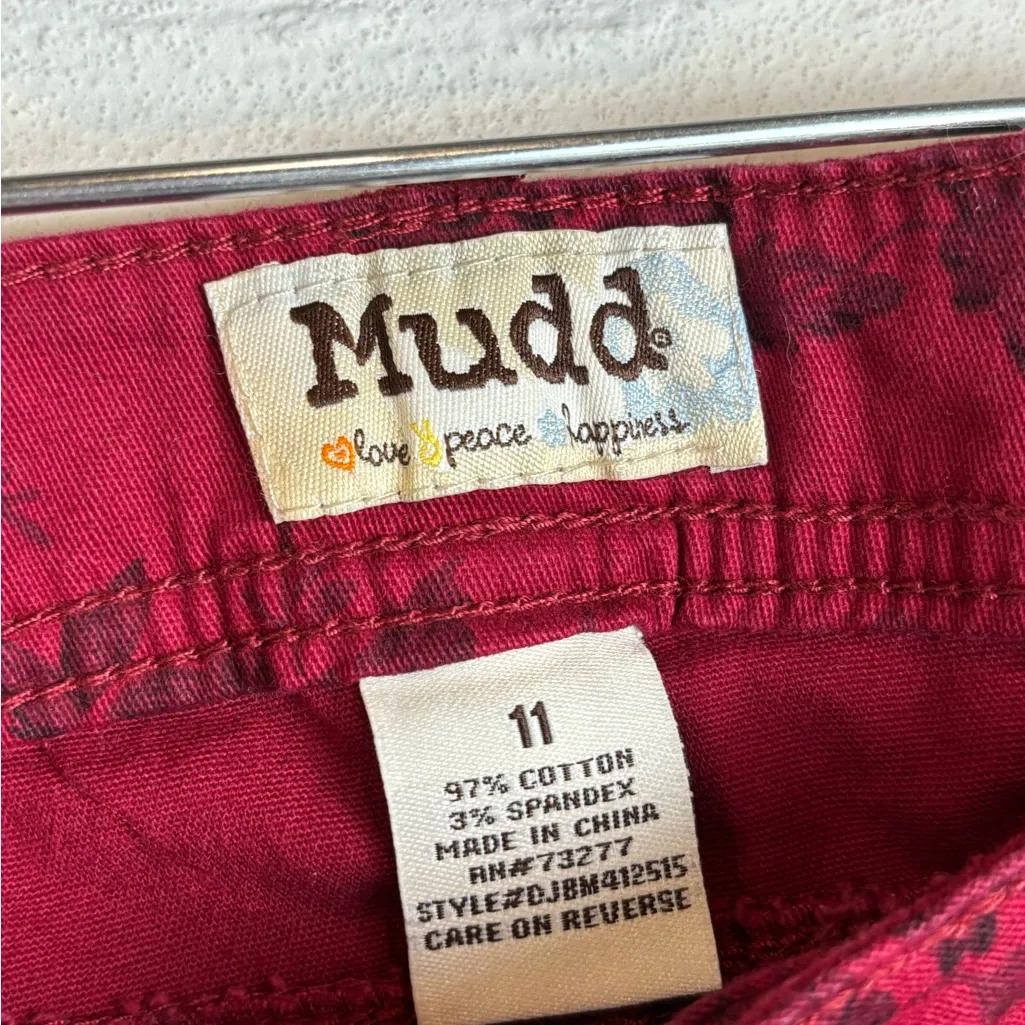 Mudd Vintage Y2K Rose Floral Grunge Red Casual Skinny Jeans Size 11 Juniors - Image 3