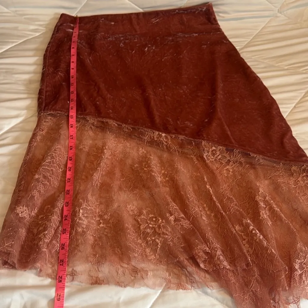 FREE PEOPLE Rose Lacey Midi Skirt Canyon Arroyo Pink Boho Lace Size 10 - Image 14