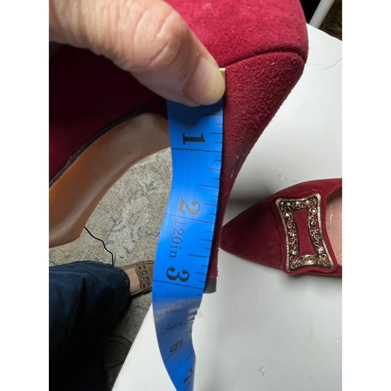 Martina Wine‎ Red Pumps Women's 7S Slim Narrow Classic Leather Heels Vintage Size 7 - Image 8