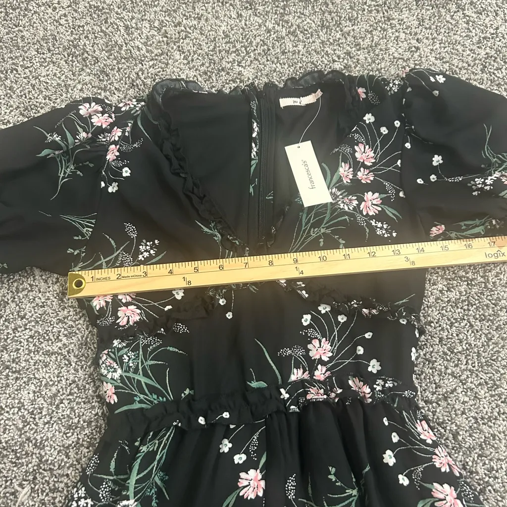 Francesca’s Mi Amor Black Floral Mini Dress Size XS NWT - Image 9