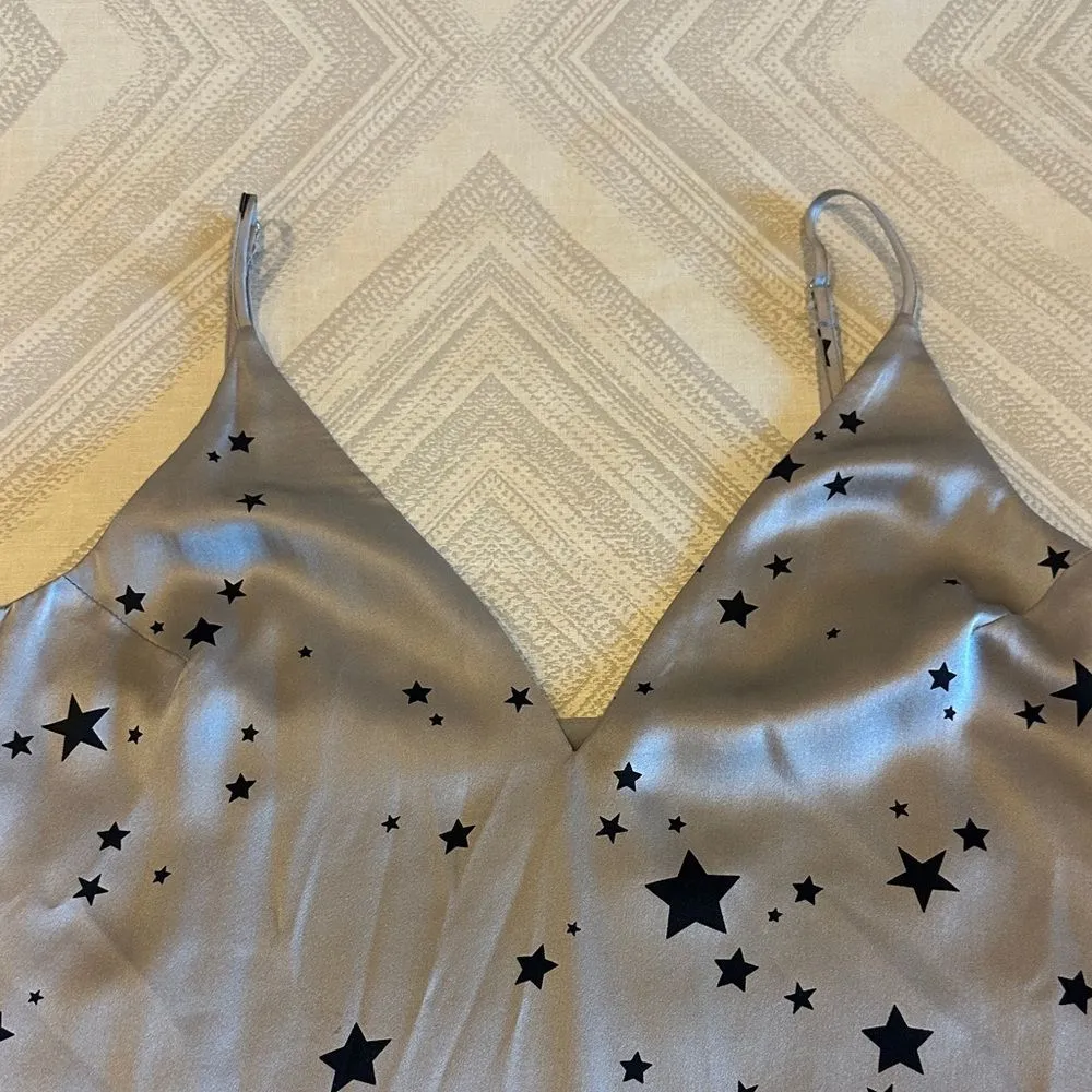 Cami NYC Silver with Black Stars Women's Silk Camisole Tank Top - Size S - Image 2