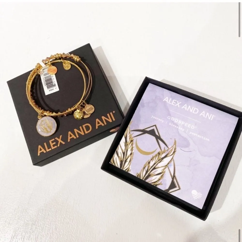 Alex and Ani Godspeed Art Infusion Crescent Moon, Feathers and Beads Bangle Set - Image 12