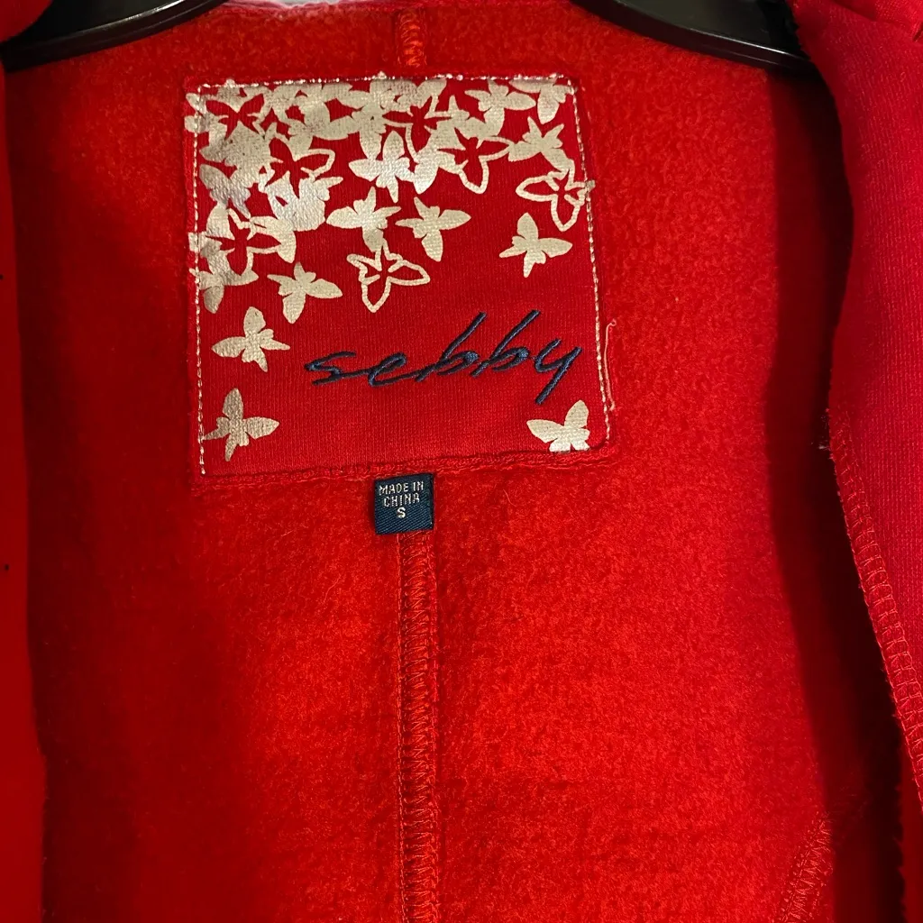 Sebby  Vibrant Red Pea Coat - Image 2