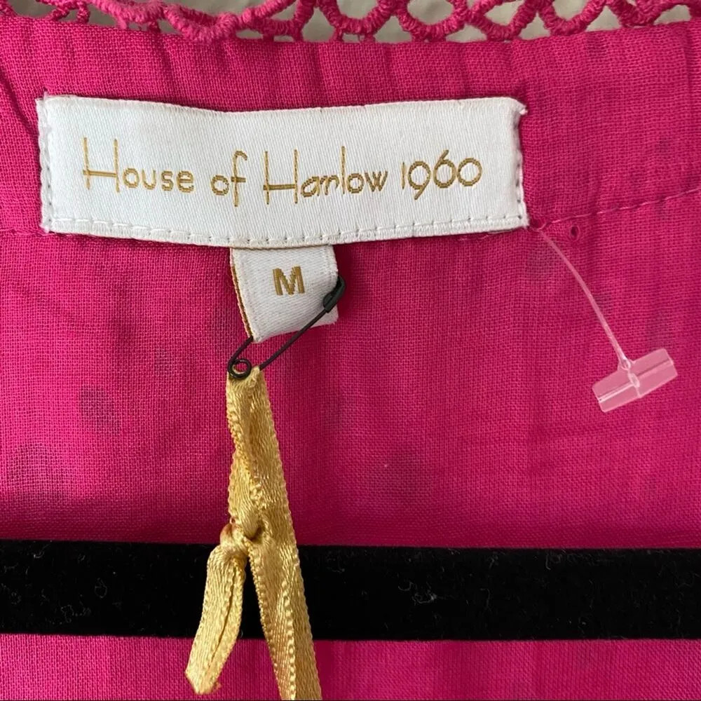 House of Harlow 1960 Barbie Pink Eyelet Midi Dress Size Medium - Image 4