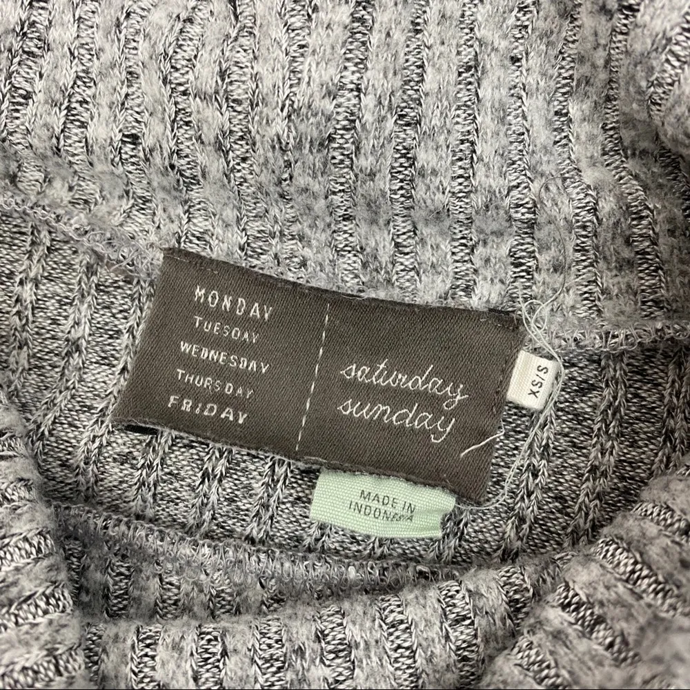 Anthropologie Saturday Sunday Ribbed Cowl Neck Hi Lo Top Heathered Grey - Image 6