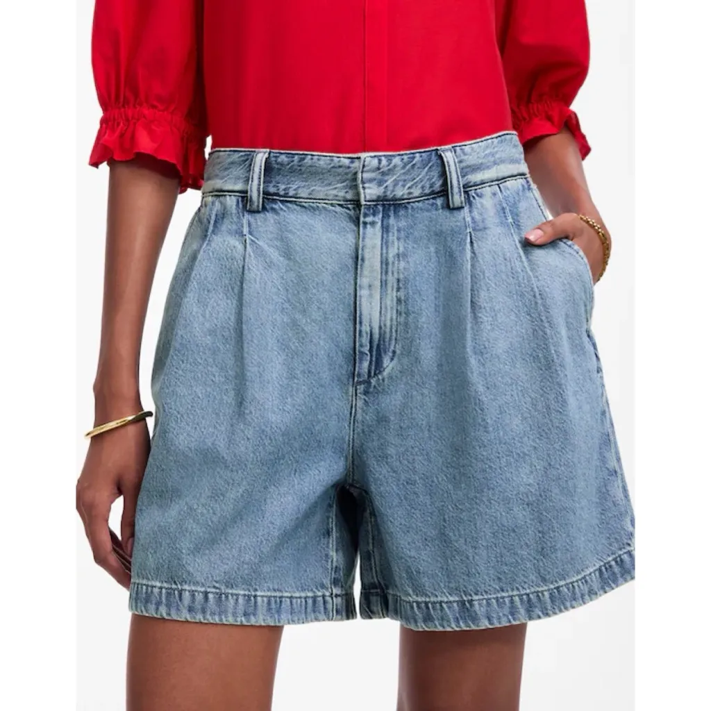 Madewell Pleated Trouser Short Robertson Wash Airy Denim 24 - Image 2