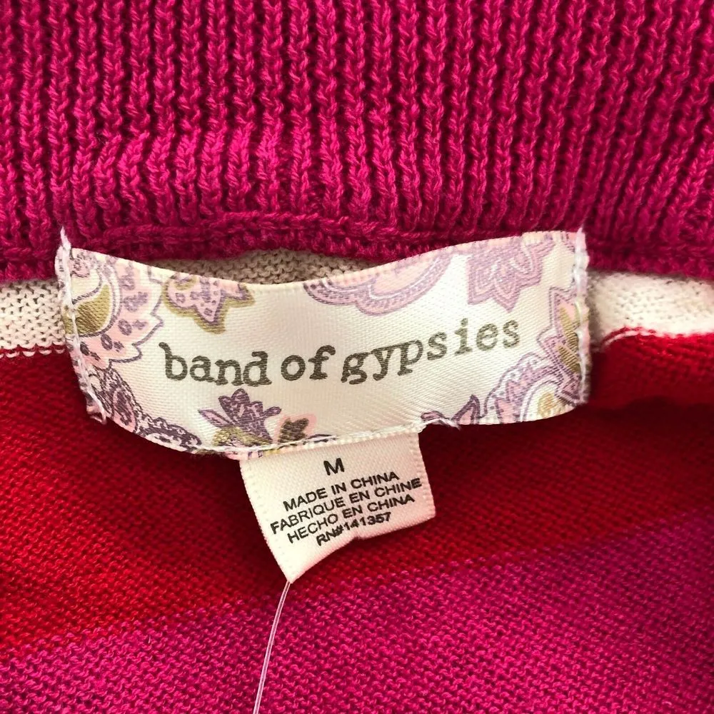 Band of Gypsies Womens Sweater Medium Pink Stripe Dolman Sleeve Oversized‎ NWT - Image 6