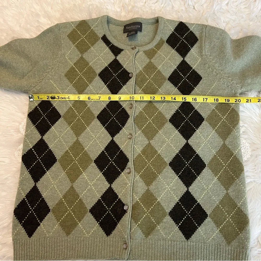 Van Heusen Lambswool Button Front Argyle Cardigan Sweater Women’s Small Academia - Image 4