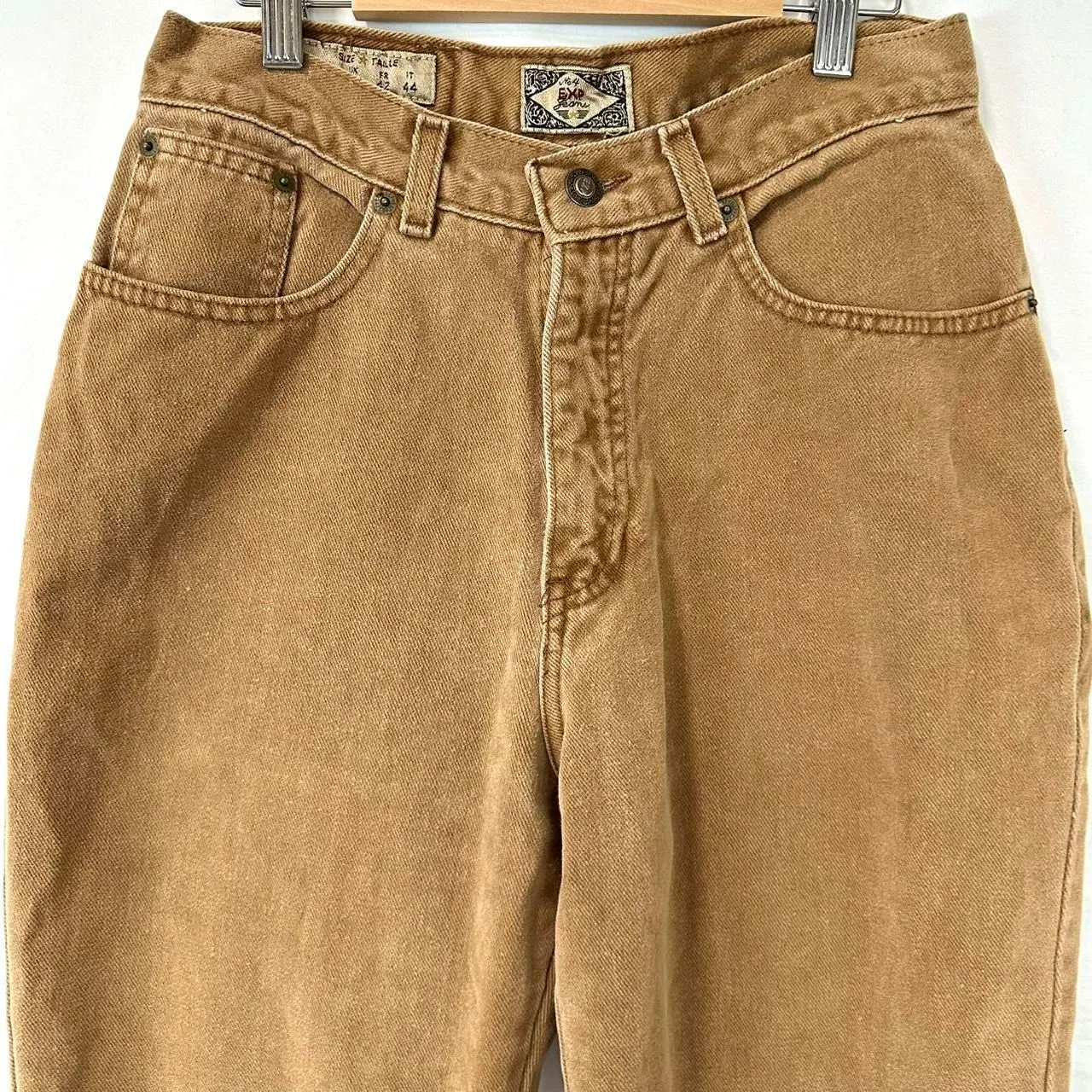 EXPRESS Vintage 90s No 4 EXP Brown Tan Denim High Rise Tapered Jeans Womens 9/10 - Image 2