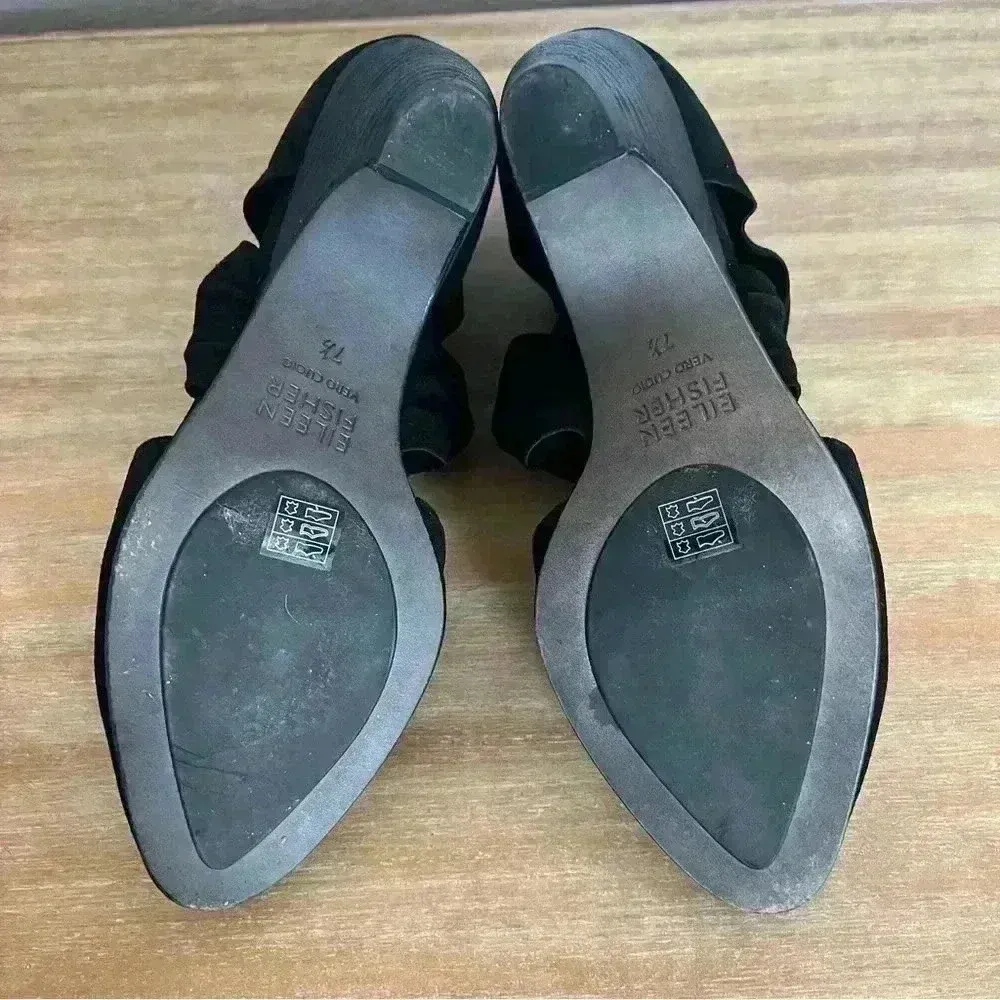 EILEEN FISHER‎ Mary Knotted Black Suede Cutout Kitten Heel Pumps - US 7.5 - Image 7