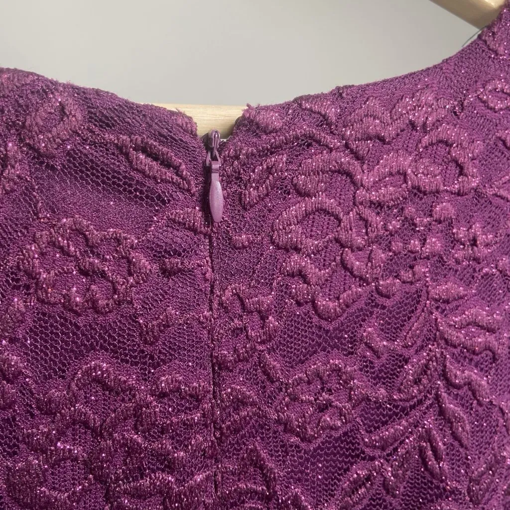 Alex Evenings Woman 16W Plum Lace Sequin Bodice Chiffon Mother‎ Of Bride Dress - Image 15