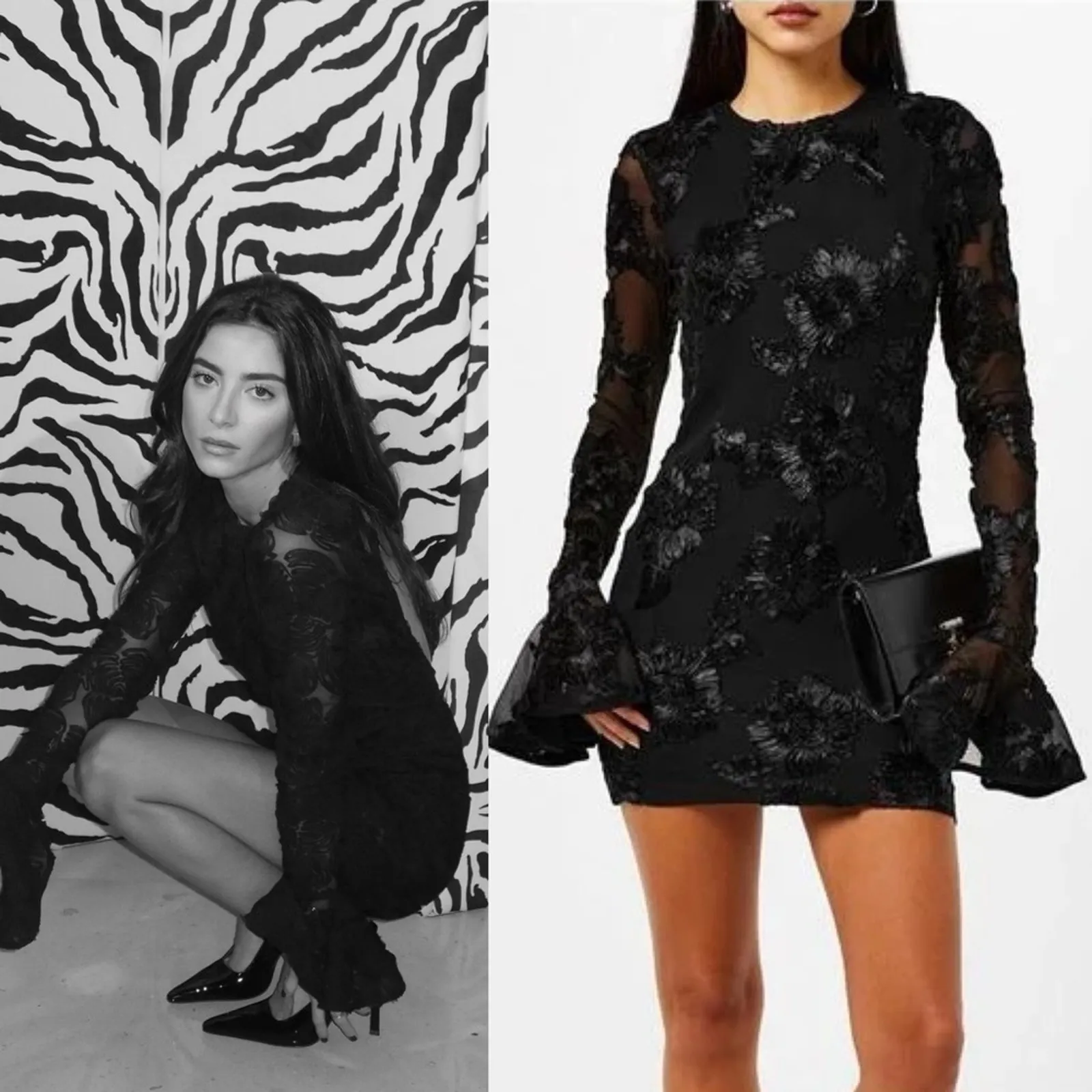 Rotate Birger Christensen Rosita Floral Cutout Mesh Mini Dress Black Size 4 - Image 2