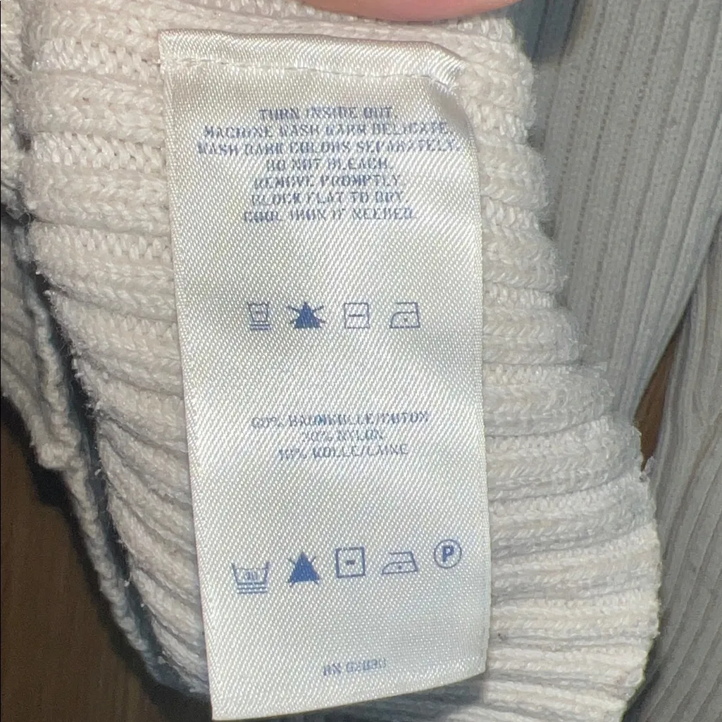 Lands' End Cream Ribbed Turtleneck Sweater - Image 4