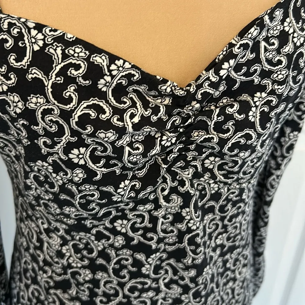 Boden Tencel Sweetheart Neckline Black White Jersey Dress Size 8 - Image 9