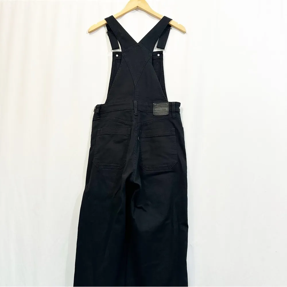 Levi's  Premium Ribcage Wide Leg Denim Jean Overalls in Black - Image 8