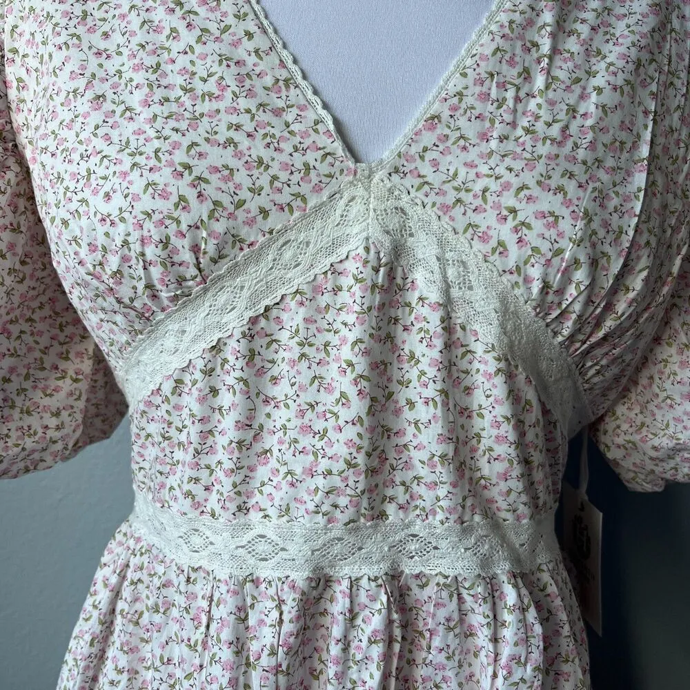 Tuckernuck Hyacinth House Isabelle Mini Dress Ditsy Floral Lace Size Medium - Image 4