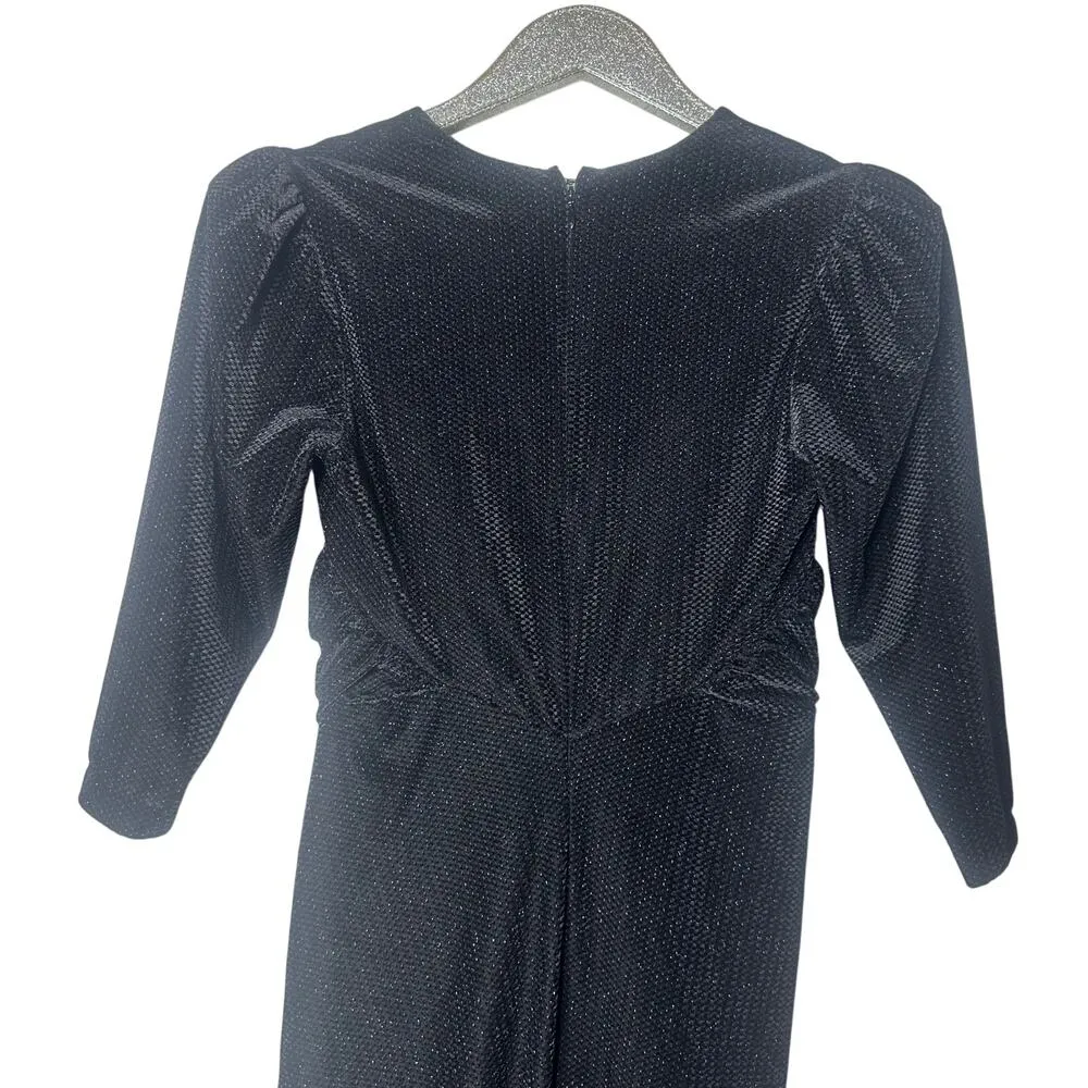 PatBO Black Shimmer Velvet Cocktail Dress Size 8 - Image 6
