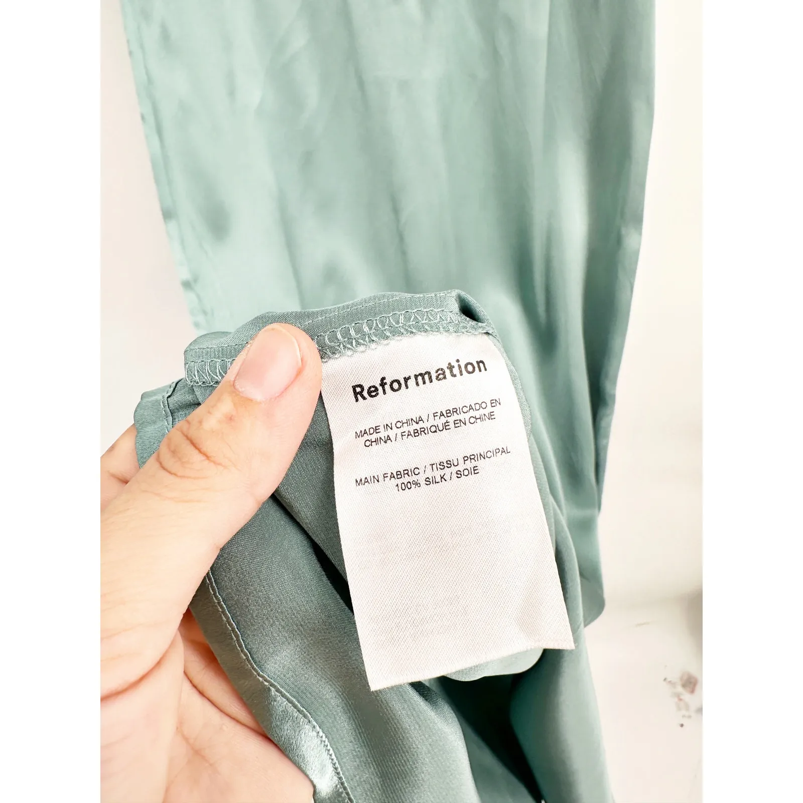 Reformation Lian Silk Sleeveless V-Neck Midi Dress in Verdigris Size XS - Image 5