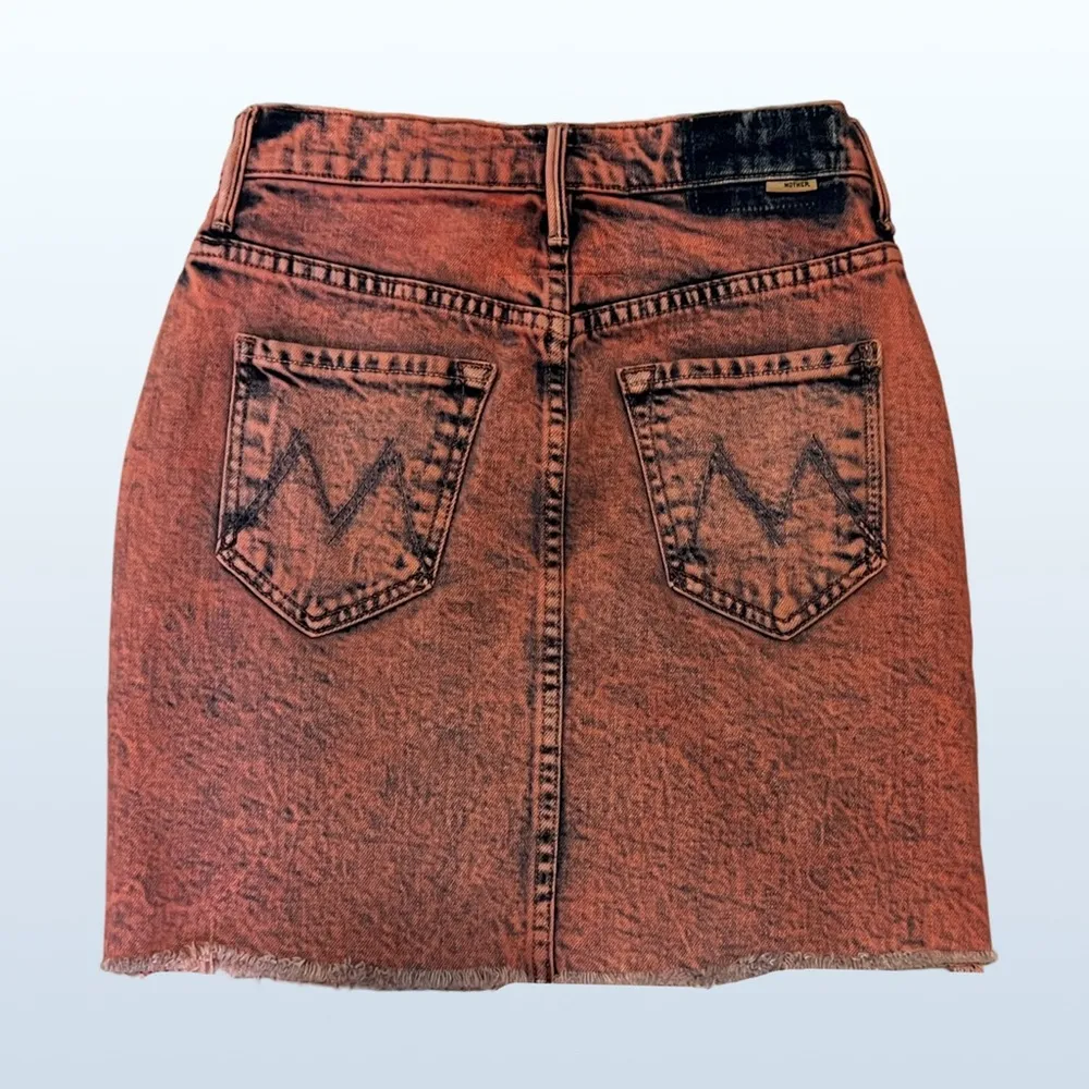 MOTHER Superior Swooner Distressed Hem A-Line Denim Acid Wash Skirt, Women’s 24 - Image 3