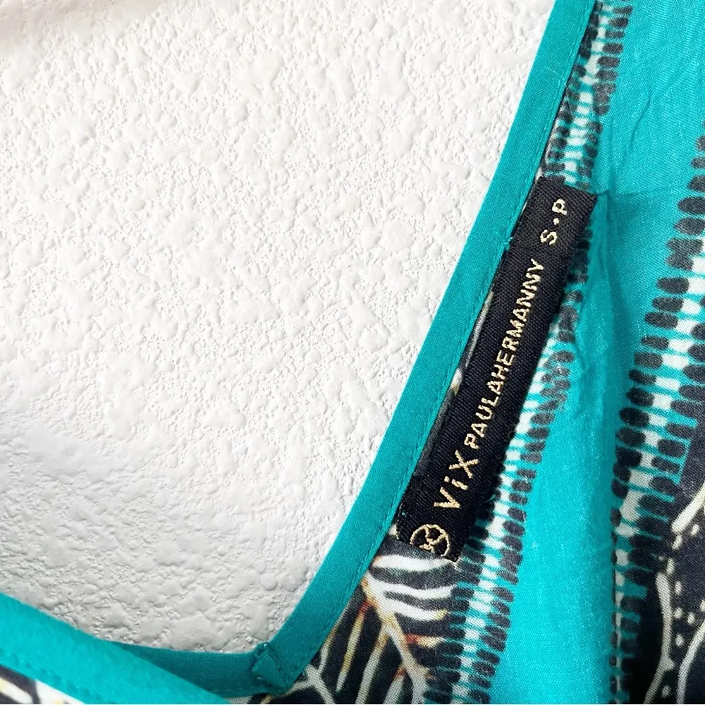 Vix Paula Hermanny Oversized V-Neck Swim Cover Up in Teal - Image 3