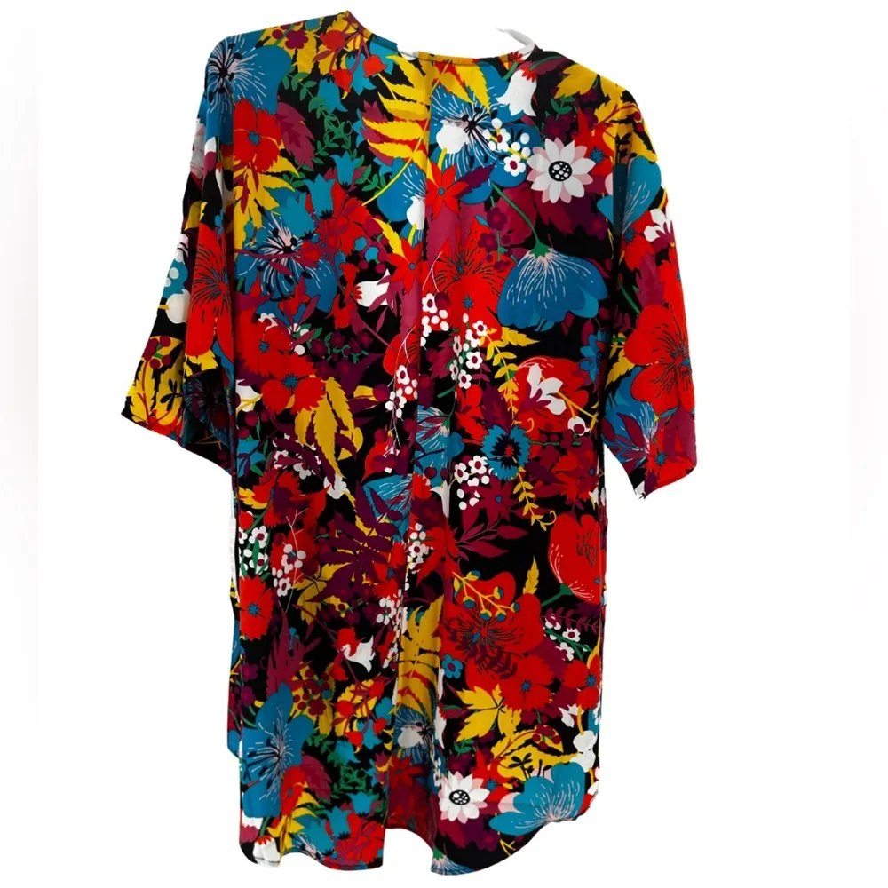 LuLaRoe colorful floral kimono coverup Abstract Floral Design new S tropical - Image 2