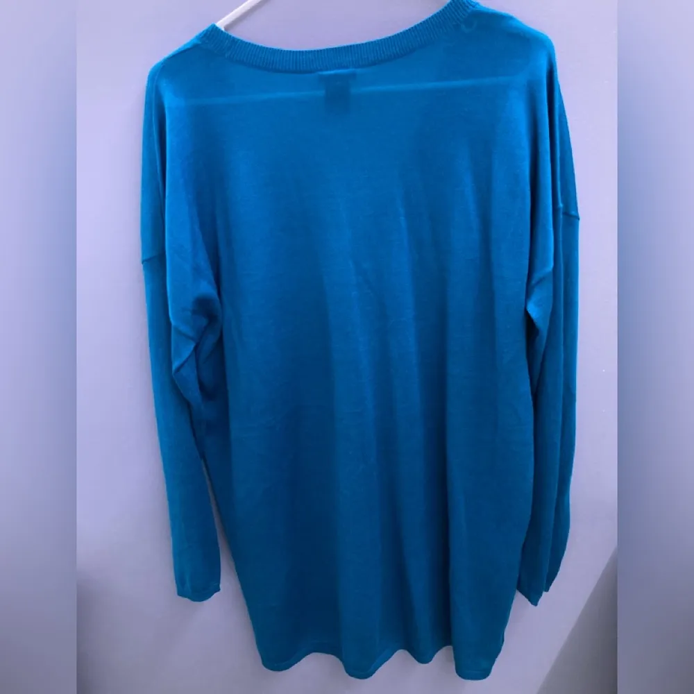 Factory Scoop Neck Blue Sweater - Image 3