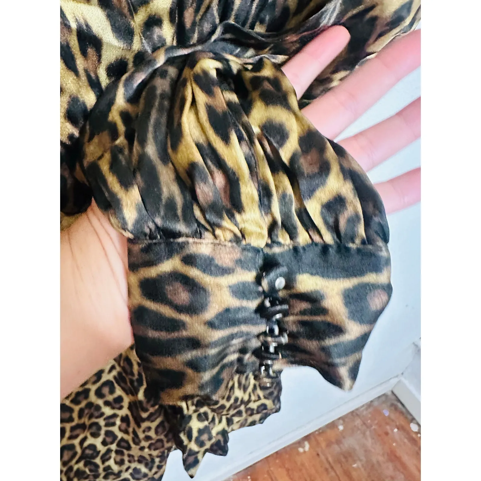 THE KOOPLES Brown Leopard Printed 100% Silk Crewneck Robe Dress size 1 Small - Image 7