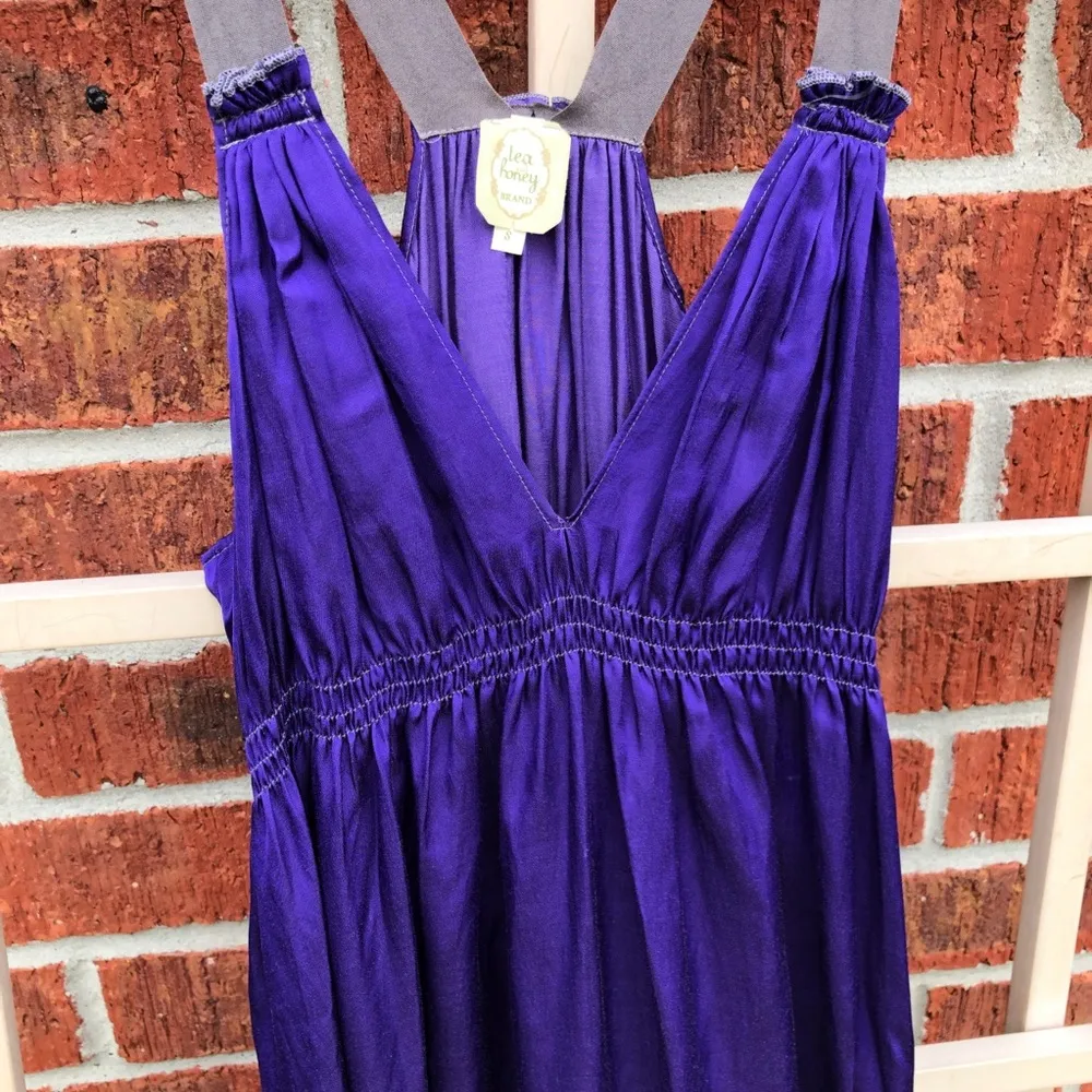 Purple silky rayon cotton maxi dress - Image 3