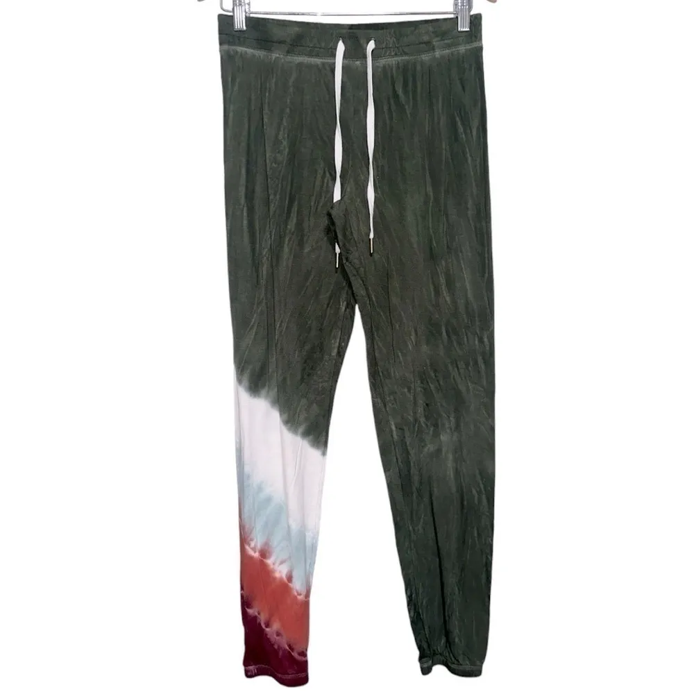 P.J. Salvage Size S Hunter Green Tie Dye Leg Mountain Bound Banded Knit Joggers - Image 7