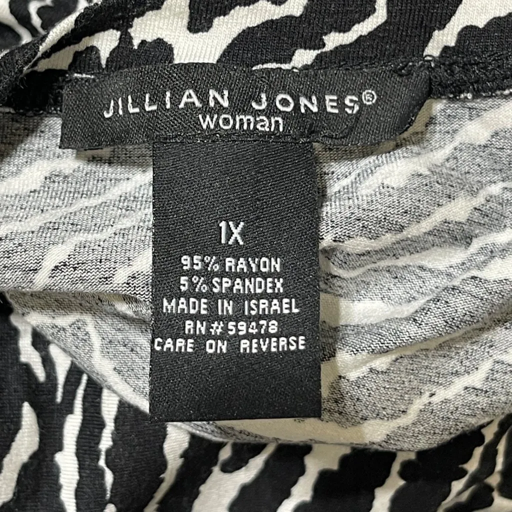 Jillian Jones Cardigan Sweater Size 1X Animal Print Black White - Image 4