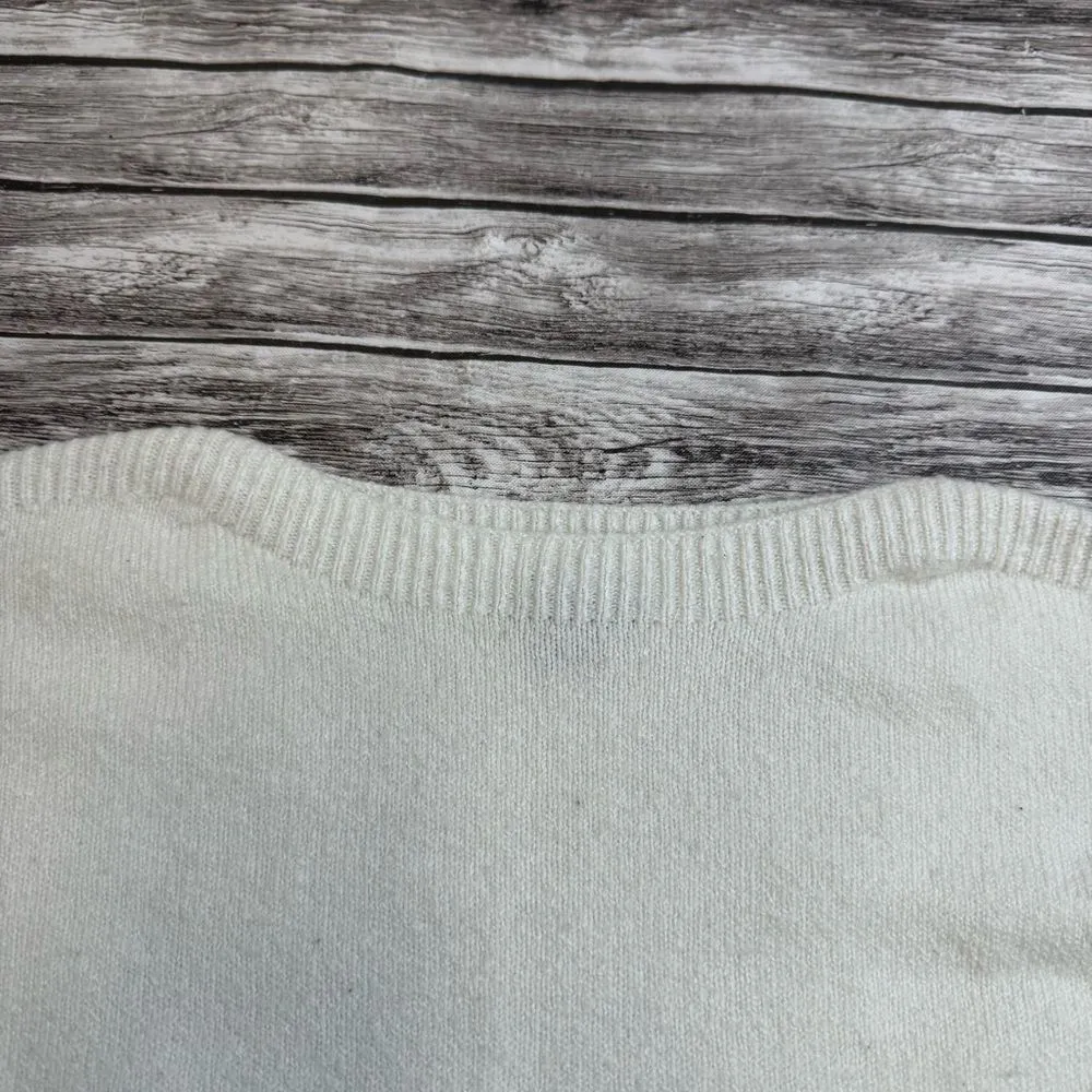 Falls Creek Womens Tiered Ruffle Sleeve Sweater S SM Small Ivory Cream Off White - Image 3