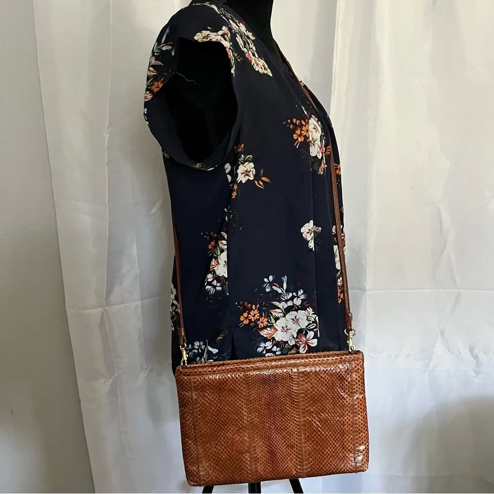 Genuine Snake Skin Crossbody Purse Brown - Image 2