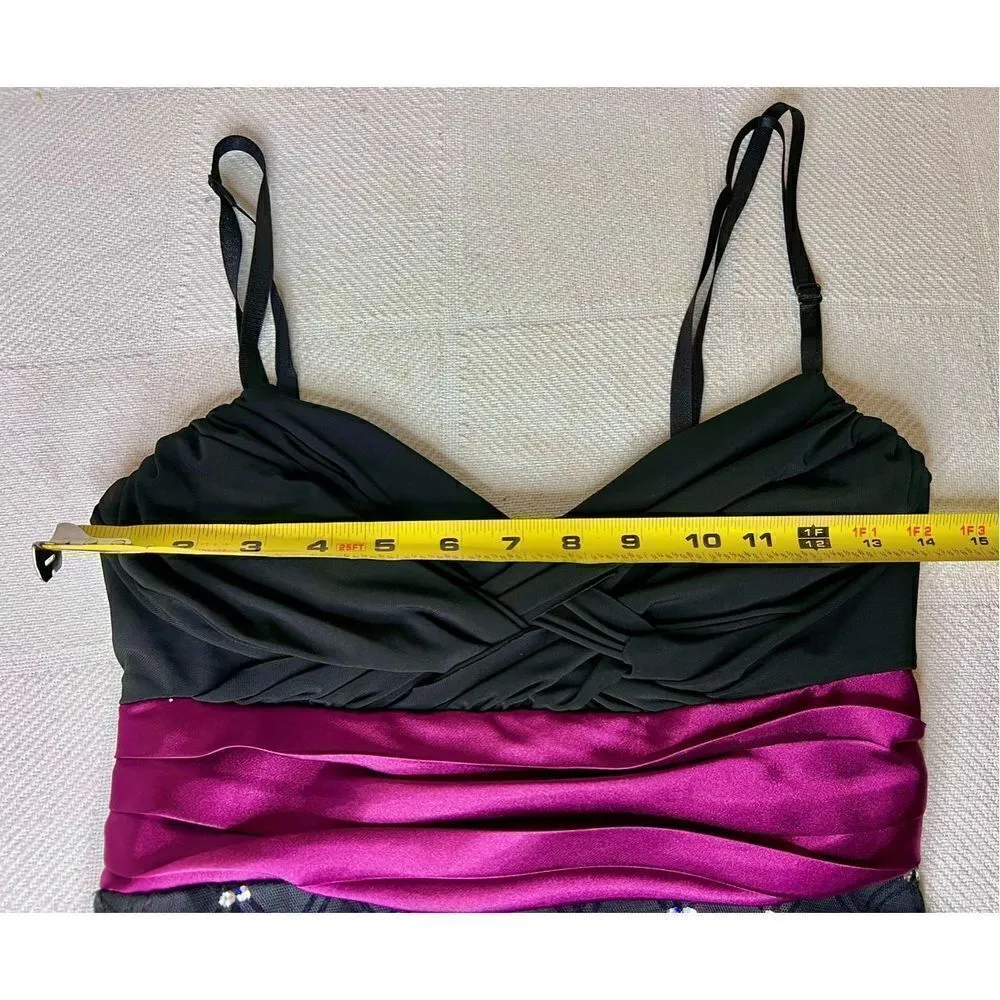 CITY TRIANGLES DRESS JUNIOR SIZE 7 Classic Black Dress W Pink Ribbon Belt - Image 5