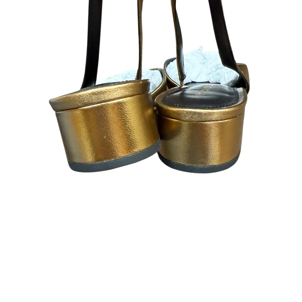 Veronica Beard Cecile Slingback Heels Women’s Sz 7.5 Black Gold Leather Cap-Toe - Image 8