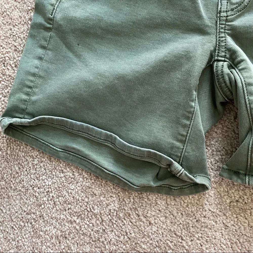 American Eagle Army Green Midi Denim Shorts Size 0 - Image 5