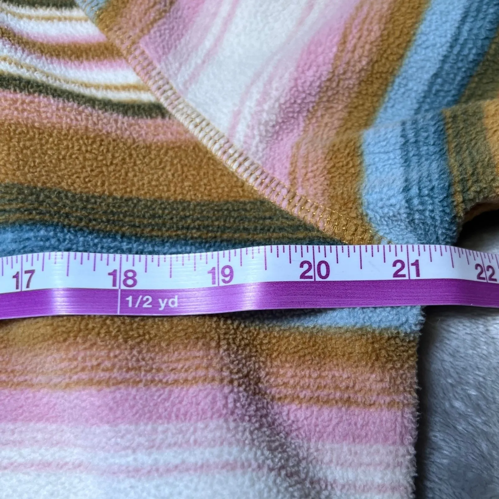 Eddie Bauer Womens Large 1/4 Zip Fleece Pullover Multicolor Striped Mock Neck - Image 12