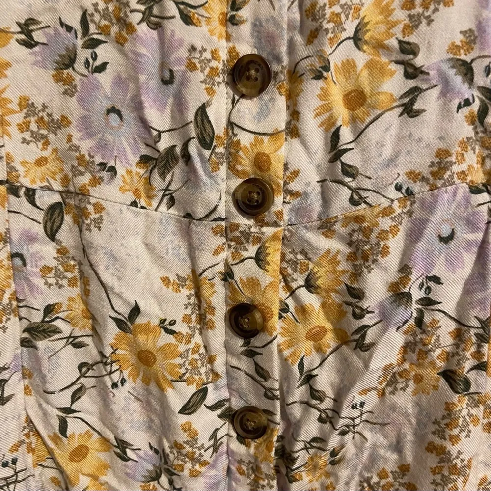 American Eagle Sleeveless Yellow & White Floral Mini Tank Dress Size Small - Image 3