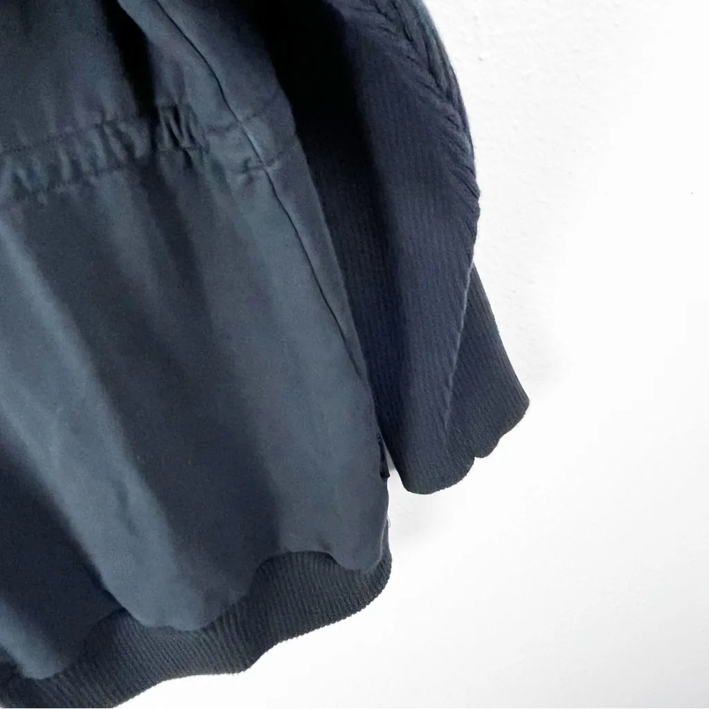 VARLEY Black Adeline Long Ribbed Sleeves Tie Waist High Neck Sweatshirt Medium - Image 7